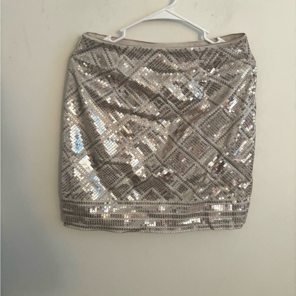 Y2K Silver Sequin Pencil Mini Skirt Party Glitter Bodycon Festival Disco Glam - Picture 8 of 8
